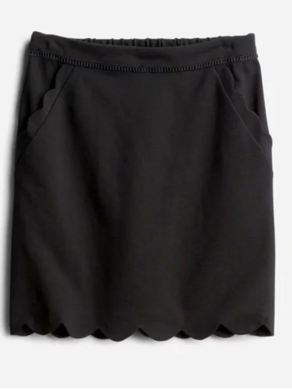 Skies Are Blue Black Scallop-Hem Mini Skirt